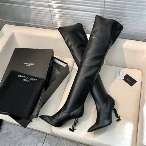 ysl ankle boots ladies|YSL thigh high boots.